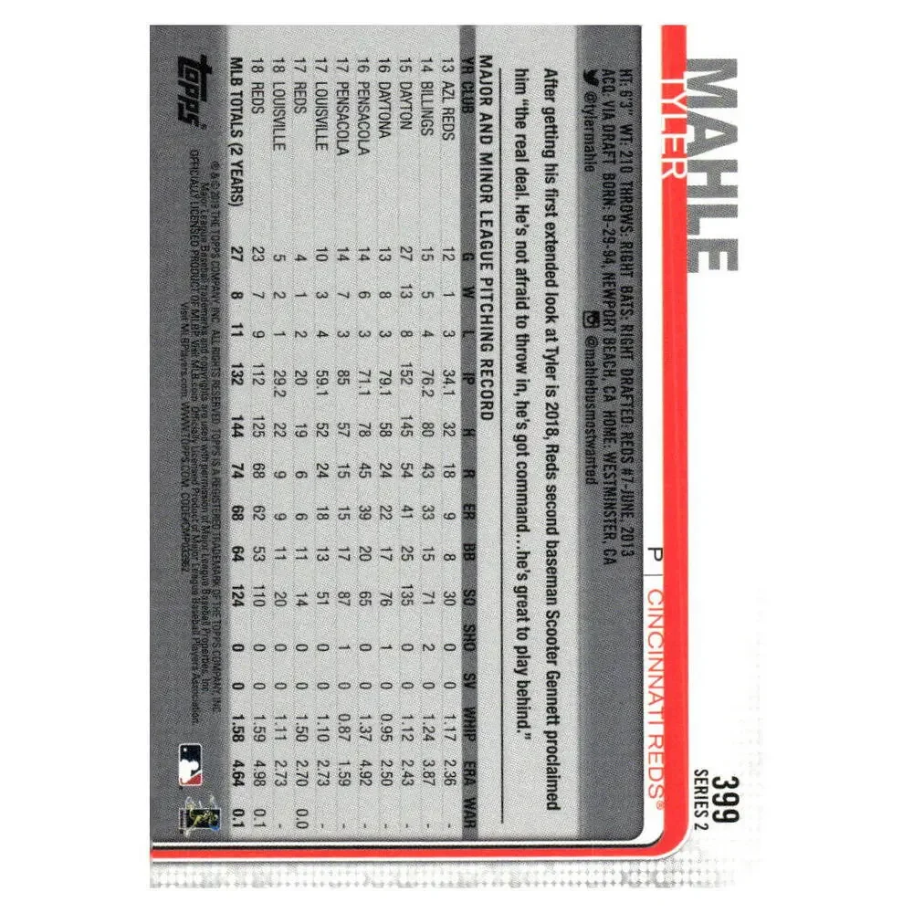 2019 Topps #399 Tyler Mahle
